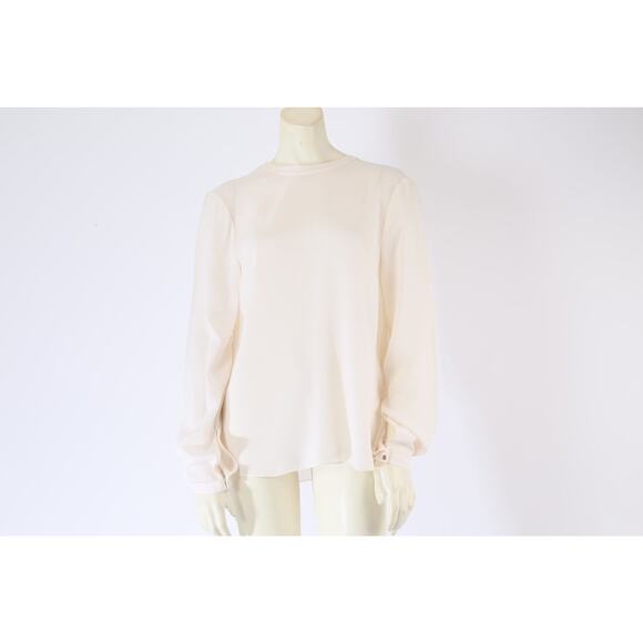 A.L.C. Ivory Crew Neck Long Sleeve Silk Blouse Size S - Picture 1 of 12